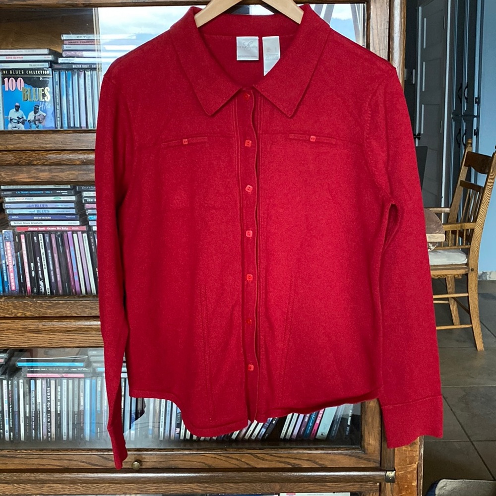 EMMA JAMES a Liz Claiborne Company Classic Cardigan Red Size Large